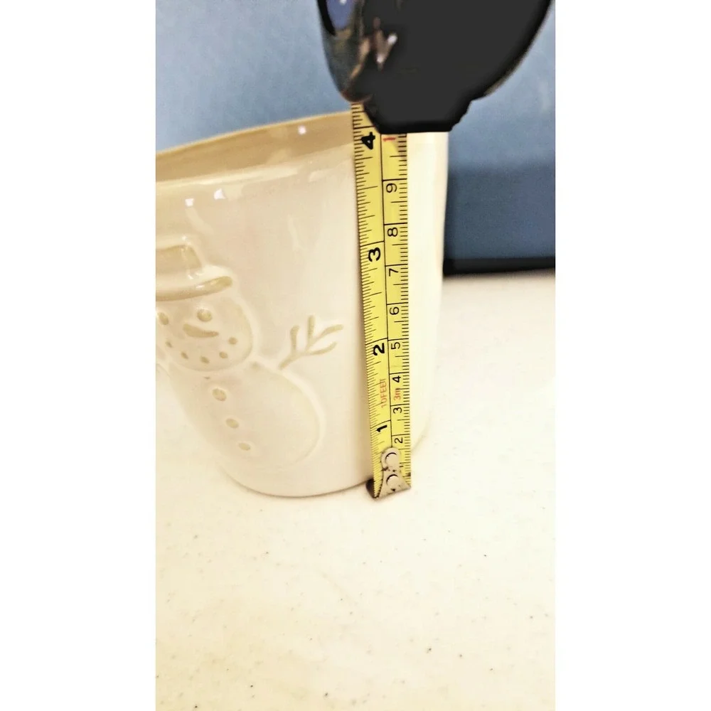 2 Pottery Barn Stick Man Snowman Ceramic Coffee/ Hot Coco Lot-‎ Christmas